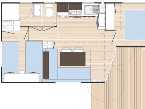 Mobilhome 4 personnes - Standard 25m² - 2 chambres - Terrasse - TV - Climatisation