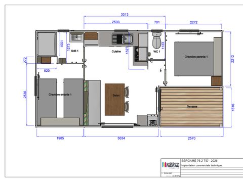 MOBILHOME 4 personnes - Mobilhome PRIVILEGE - REINETTE - 2 chambres - DIMANCHE