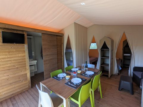 Tente en toile et en bois 6 personnes - LODGE GRAND CONFORT TIBYDI