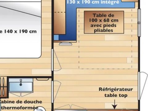 MOBILHOME 2 personnes - Standard 17m² (1 chambre) + terrasse intégrée couverte 9m² + TV 2/3 pers MOBILHOME 2 personnes - Standard 17m² (1 chambre) + terrasse intégrée couverte 9m² + TV 2/3 pers