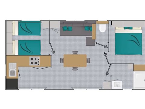 MOBILHOME 5 personnes - Prestige Bali - Piéton - 4/5P 2Ch 30m2