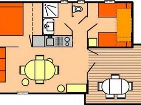 Chalet 5 personnes - JONQUILLE - 2 chambres - Terrasse couverte