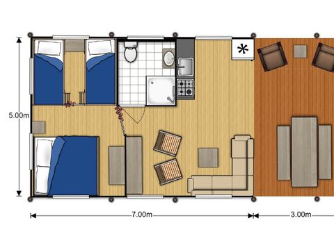 Tente en toile et en bois 6 personnes - ESTRELLA PARADIS Extra Lodge Nomad grand confort comme à la maison 35m2 - 6 personnes