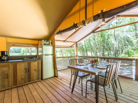 Tente en toile et en bois 5 personnes - Lodge Vintage sans sanitaire