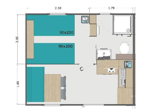 MOBILHOME 2 personnes - MH Rapid-home HOTELIER 1CH n°34B