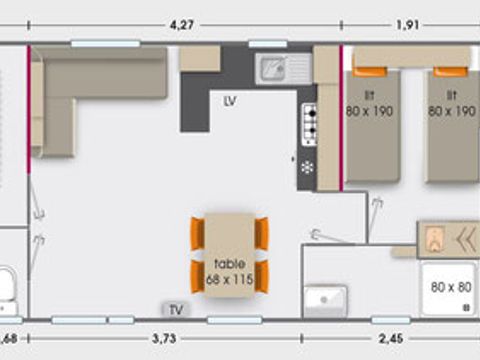 MOBILHOME 6 personnes - ANGUILLE