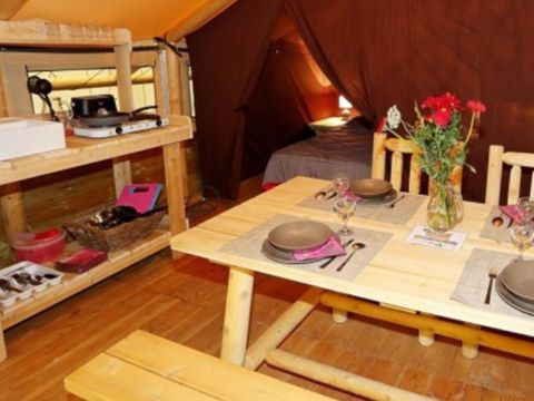 Tente en toile et en bois 4 personnes - Tente Lodge 10 + 20 m² - 2 chambres / sans sanitaires