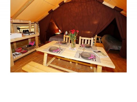 Tente en toile et en bois 4 personnes - Tente Lodge 10 + 20 m² - 2 chambres / sans sanitaires