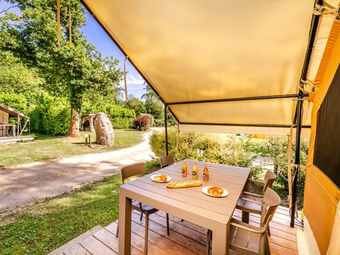 Tente en toile et en bois 4 personnes - Tente Lodge 10 + 20 m² - 2 chambres / sans sanitaires