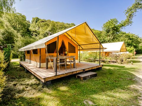 Tente en toile et en bois 4 personnes - Tente Lodge 10 + 20 m² - 2 chambres / sans sanitaires