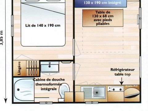 MOBILHOME 2 personnes - ASTRIA 16m² / 1 chambre - sans terrasse