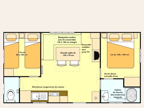 MOBILHOME 4 personnes - MERCURE 24m² / 2 chambres - sans terrasse