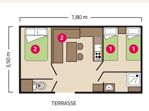 MOBILHOME 5 personnes - ATLANTIQUE - 2 chambres