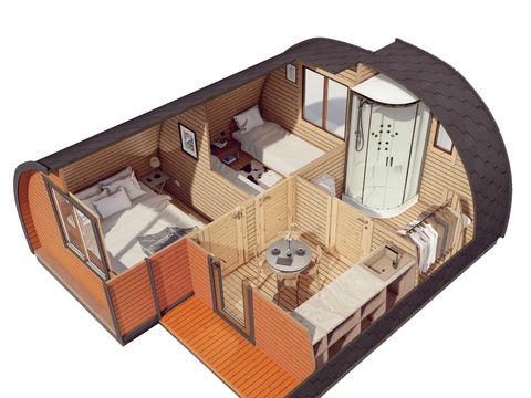 Hébergement 4 personnes - Pod double - 30m² - 2 chambres 4pers