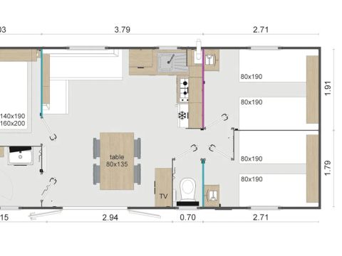 MOBILHOME 6 personnes - PREMIUM 31 m²