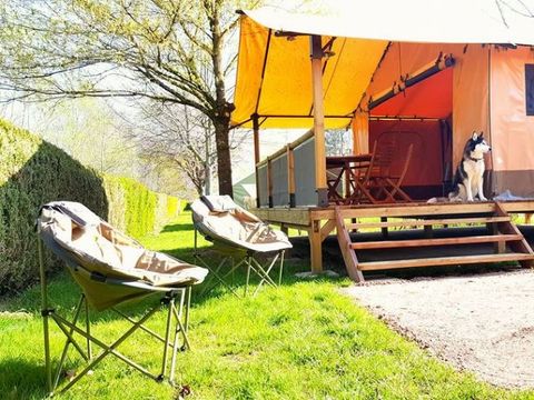 Tente en toile et en bois 5 personnes - LODGE TOILE sans sanitaires