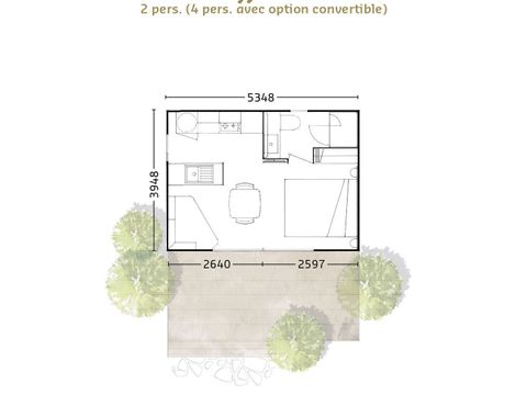 Mobilhome 2 personnes - OTELLO LUXE - 1 chambre - Jacuzzi privatif 2 Personnes
