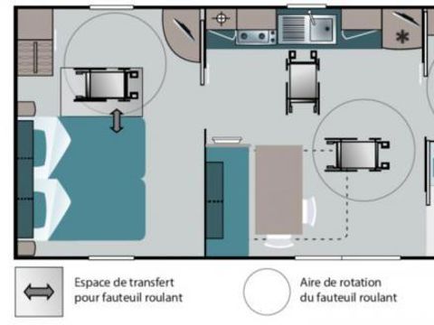 Mobilhome 4 personnes - Personne Mobilité Réduite - 2 chambres - 4 Personnes