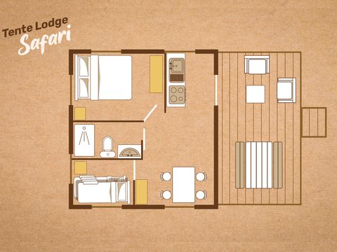 TENTE TOILE ET BOIS 4 personnes - LODGE SAFARI