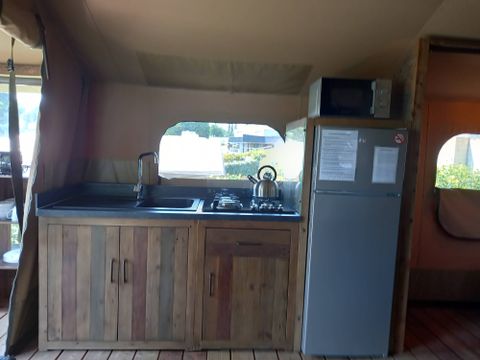 TENTE TOILE ET BOIS 5 personnes - Lodge sanitaire