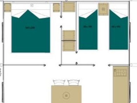 LODGE 5 personnes - Lodge Confort 2chambres sans sanitaires (été : Arrivée Dimanche)