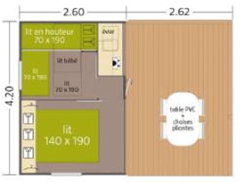 BUNGALOW TOILÉ 5 personnes - Tithome 2 chambres