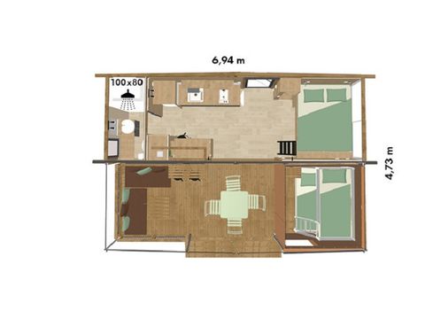 MOBILHOME 4 personnes - Tiny lodge 2 Chambres 4 Personnes, vue mer
