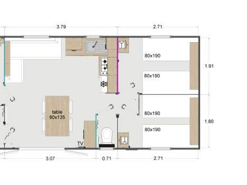 MOBILHOME 6 personnes - Macareux PREMIUM 3 chambres 