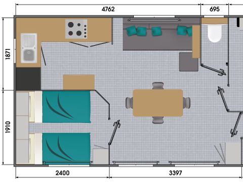 MOBILHOME 6 personnes - Mobil home Premium 30m² - 2 chambres - terrasse couverte 4/6 pers