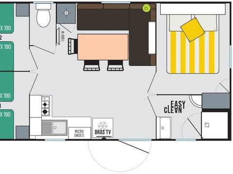 MOBILHOME 6 personnes - Mobil home Premium 31m² - 3 chambres - terrasse couverte 6 pers