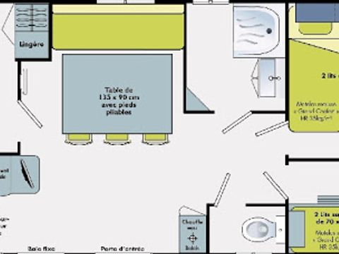 MOBILHOME 6 personnes -  Mobil home Confort 31m² - 3 chambres - terrasse 6 pers