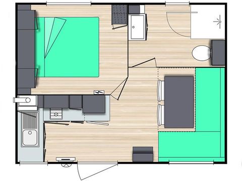 MOBILHOME 2 personnes -  Mobil home Confort 18m² - terrasse couverte 2 pers