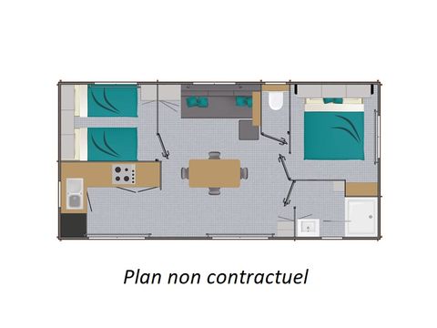 MOBILHOME 4 personnes - Grand Large 30m² (2 chambres) + terrasse
