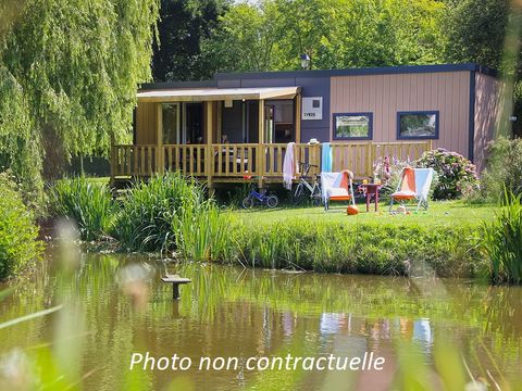 Mobilhome 6 personnes - Mobil-home Taos 40m² (3 chambres 2 SDB) + terrasse au bord de l'étang
