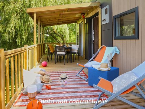 Mobilhome 6 personnes - Mobil-home Taos 40m² (3 chambres 2 SDB) + terrasse au bord de l'étang