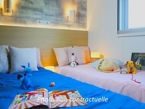 Mobilhome 6 personnes - Mobil-home Taos 40m² (3 chambres 2 SDB) + terrasse au bord de l'étang