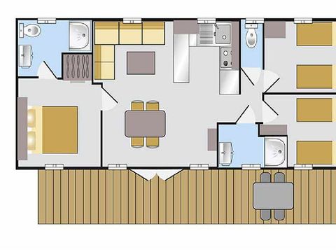 MOBILHOME 6 personnes - COTTAGE Nautilus Premium 6p 3ch 2Sdb Clim 