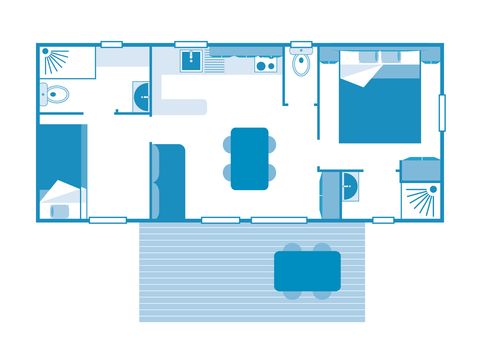MOBILHOME 4 personnes - COTTAGE FAMILY 4p 2ch PREMIUM