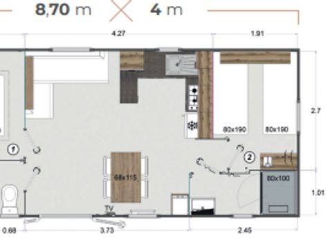 MOBILHOME 4 personnes - LA PARNASSIE DES MARAIS Parcelle 57-  2 chambres