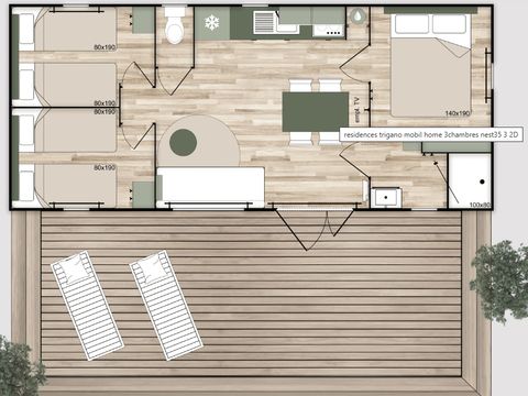 MOBILHOME 6 personnes - LE TREFLE D'EAU Parcelle 4- 3 Chambres