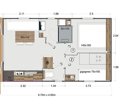 MOBILHOME 4 personnes - EOLIA