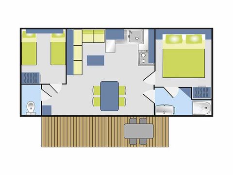 MOBILHOME 4 personnes - COTTAGE 4p 2ch ***