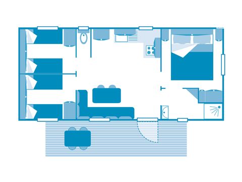 MOBILHOME 6 personnes - COTTAGE 6p 3ch ***