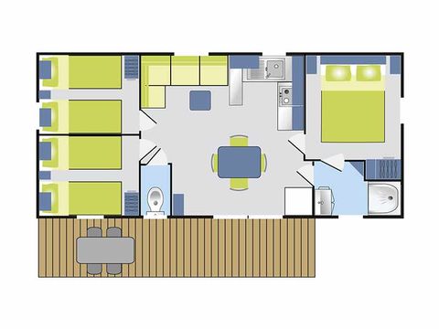 MOBILHOME 6 personnes - COTTAGE 6p 3ch ***