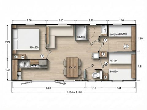 MOBILHOME 6 personnes - Familia (3 Chambres)