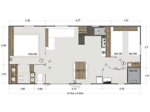 MOBILHOME 4 personnes - Conforta (2 chambres )