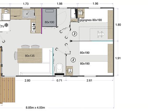 MOBILHOME 6 personnes - Mobil Home 3 Chambres Cota