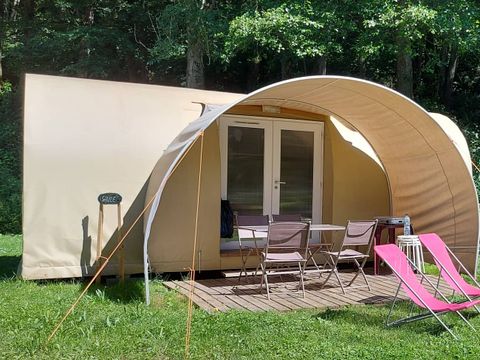 TENTE TOILE ET BOIS 4 personnes - Coco Sweet 16m² - 2 chambres (sans sanitaire) + terrasse semi-couverte 6m² 1/4 pers