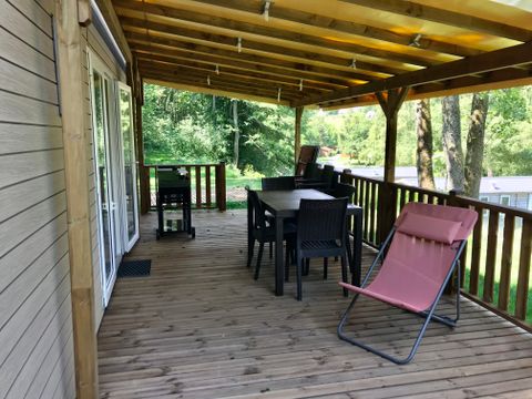 MOBILHOME 6 personnes - Mobile Home Premium 38.60m² -3 chambres - 2 SDB + 2WC + terrasse semi-couverte + Clim +LV 1/6 pers