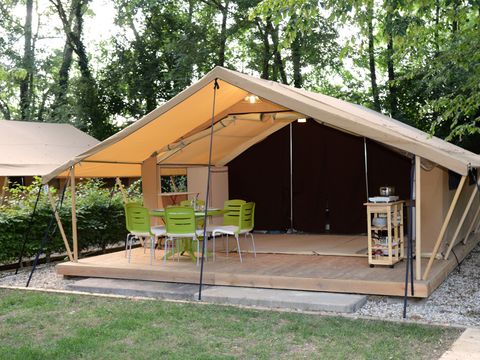 Tente en toile et en bois 6 personnes - Tente Safari dimanche (sans sanitaires)